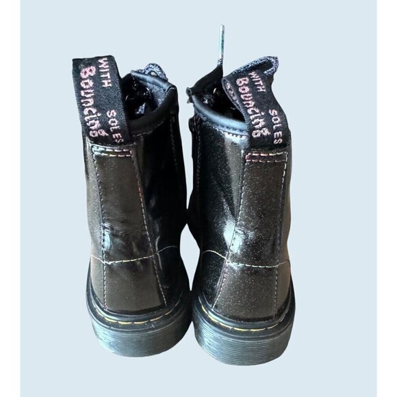 Dr Martens Youth Kids Black Combat Boots Rainbow Metallic Seams Size 3 - Picture 6 of 8